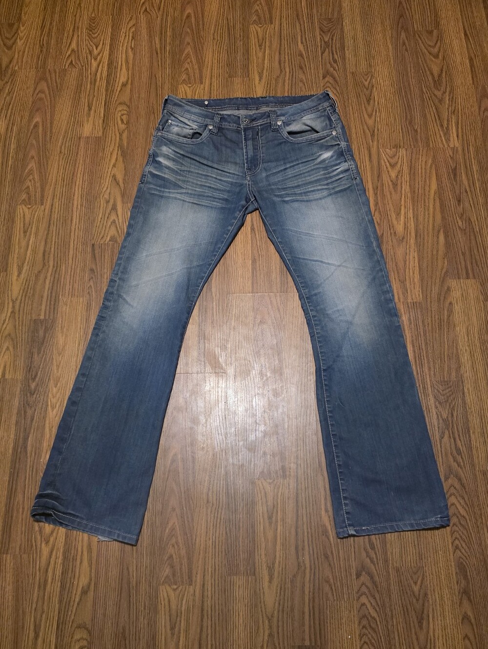 Buffalo David Bitton Mens 34 Straight Leg Blue Jeans Distressed Y2K Denim Pants